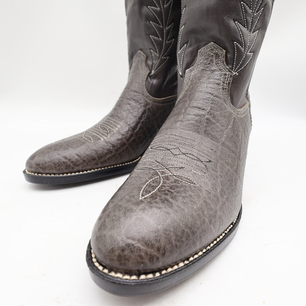 Acme 80s Western Boots Youth 3.5 D Grey Elephant Print Leather NIB 2395 Vintage - take2supply