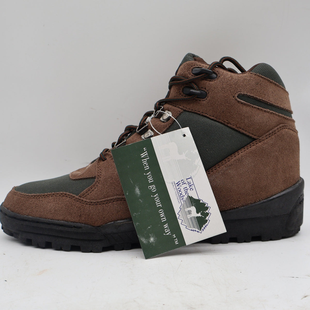 Lake of the Woods Hiking Boots Mens 12M Vintage Brown Suede Canvas Trail Shoes - take2supply