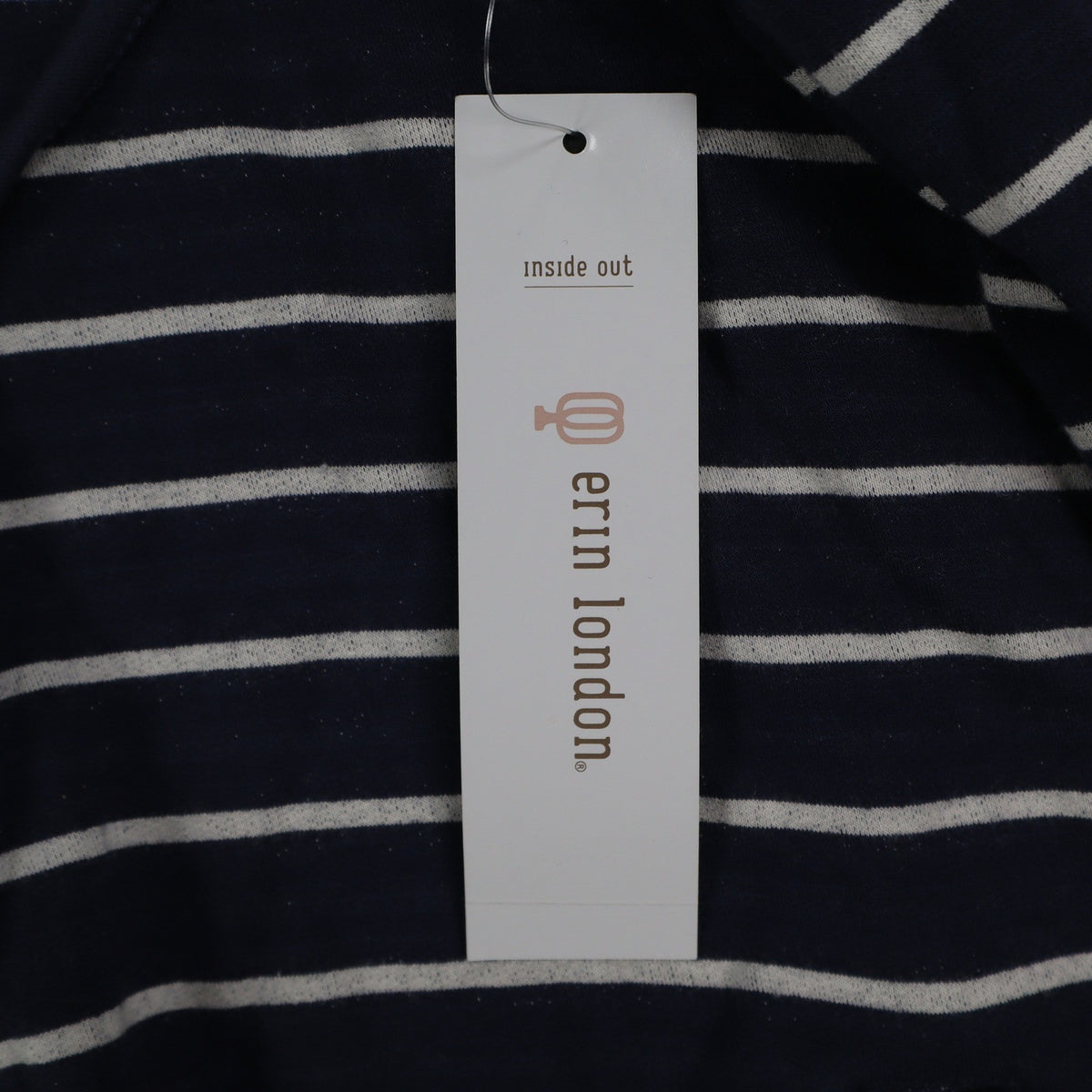 Erin London Womens L Navy White Striped Zip Hoodie Bell Sleeve Pockets NWT - take2supply