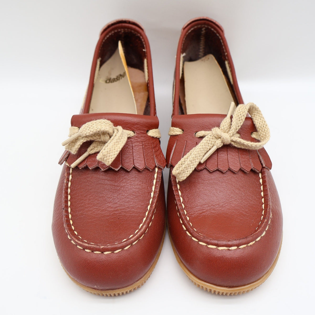Dashers Kiltie Loafers Kids Size 3 C Vintage Burgundy Leather Shoes Deadstock - take2supply
