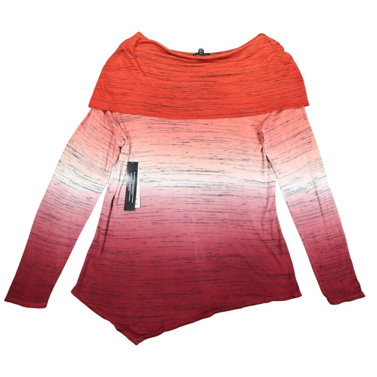 Tribal Asymmetrical Top Womens XL Tawny Red Ombre Space Dye Cowl Neck NEW - take2supply