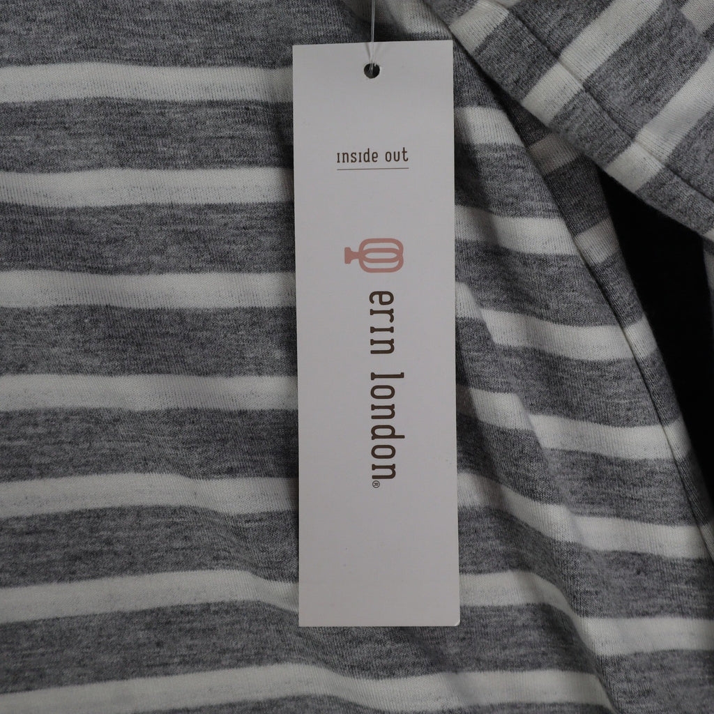 Erin London Womens M Gray White Striped Lace Up Hooded Tunic Top NWT - take2supply