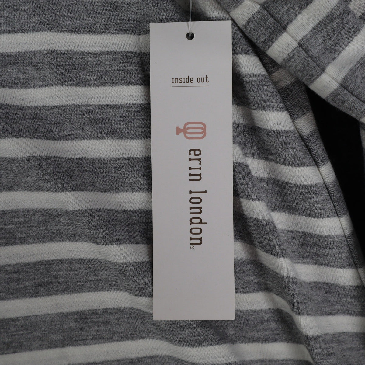 Erin London Womens M Gray White Striped Lace Up Hooded Tunic Top NWT - take2supply