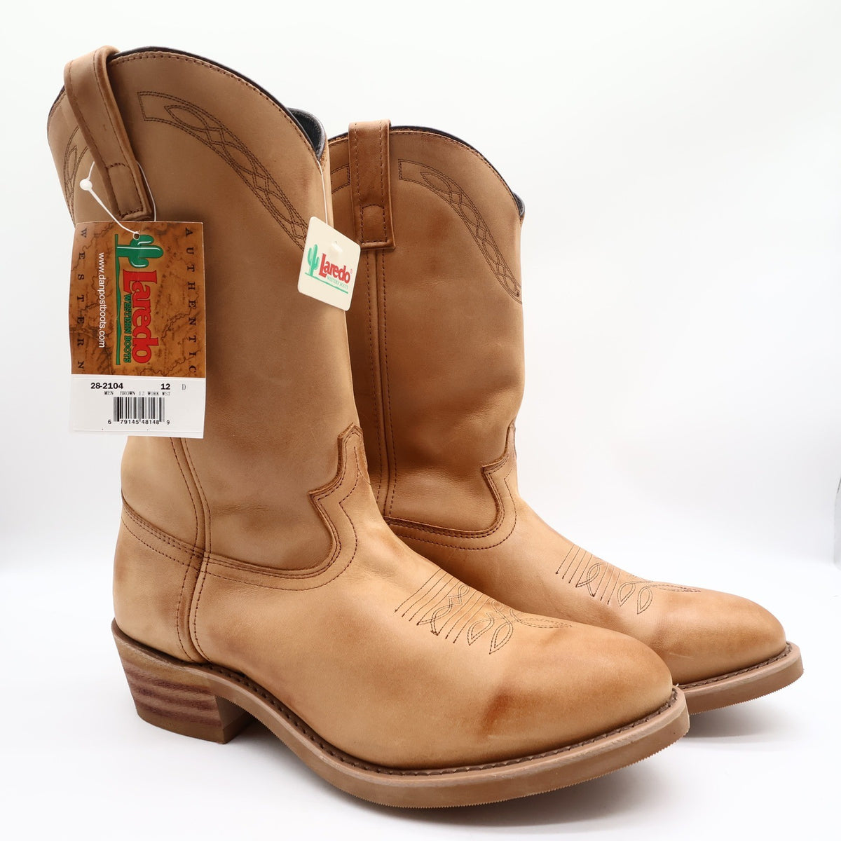 Laredo Y2K Western Boots Mens 12 D Tan Brown Leather Work Cowboy 2104 NIB - take2supply