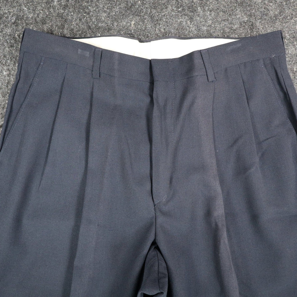 Haggar Stuff Pleated Dress Pants Mens 33x32 Vintage 90s Navy Wool Blend NWT - take2supply