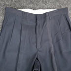 Haggar Stuff Pleated Dress Pants Mens 33x32 Vintage 90s Navy Wool Blend NWT - take2supply