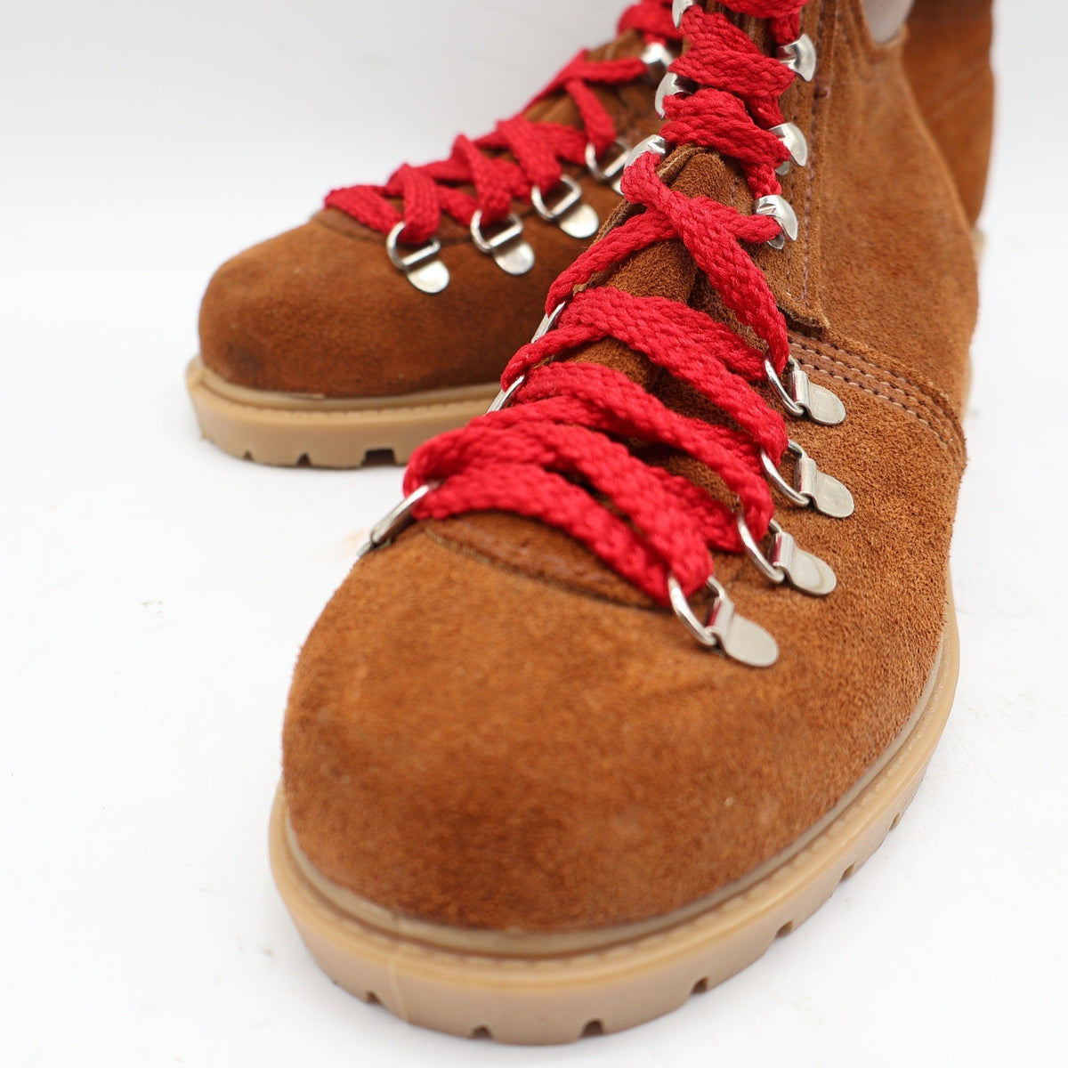 Walker Hiking Boots Kids 4 Vintage 70s Brown Suede Red Laces Pliotuf USA New - take2supply