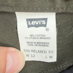 Levi's Y2K 550 Relaxed Tapered Jeans Womens 12 Olive Green NWT Stretch Deadstock - take2supply
