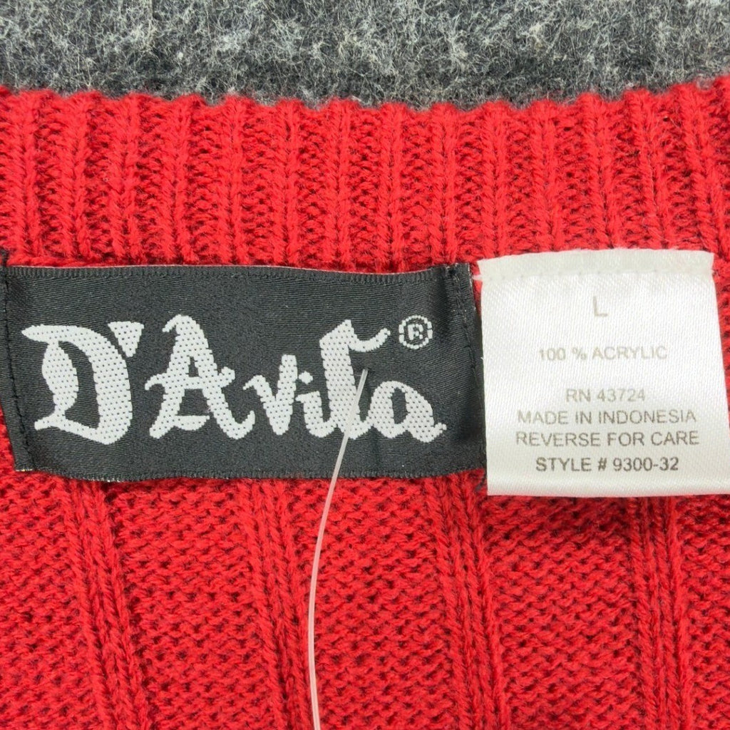 D'Avila Vintage 90s Sweater Vest Mens Large Red Acrylic V-Neck NWT - take2supply