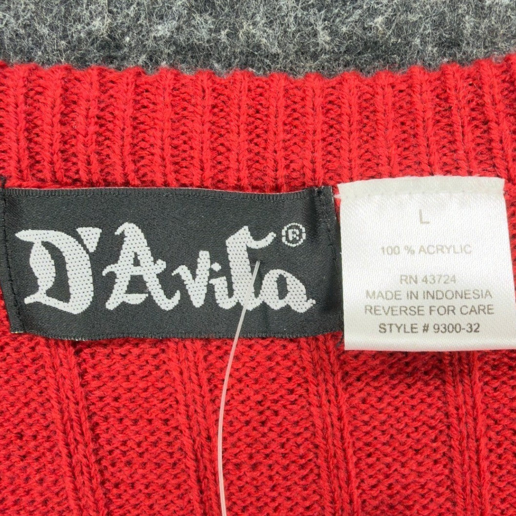 D'Avila Vintage 90s Sweater Vest Mens Large Red Acrylic V-Neck NWT - take2supply