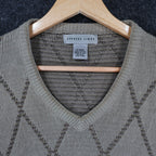 Cypress Links Sweater Vest Mens XL Tan Cotton Argyle Golf Knit Sleeveless V-Neck - take2supply