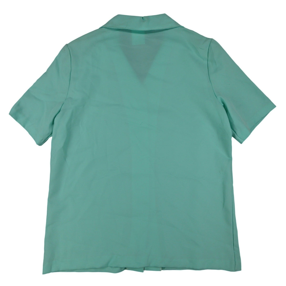 Fran Keene Vintage 70s Blouse Womens 10 Aqua Mint Green Short Sleeve Button Up - take2supply