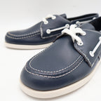 Webbs Boat Shoes Kids Size 2 C Vintage 80s Navy Leather Made in USA Deadstock - take2supply