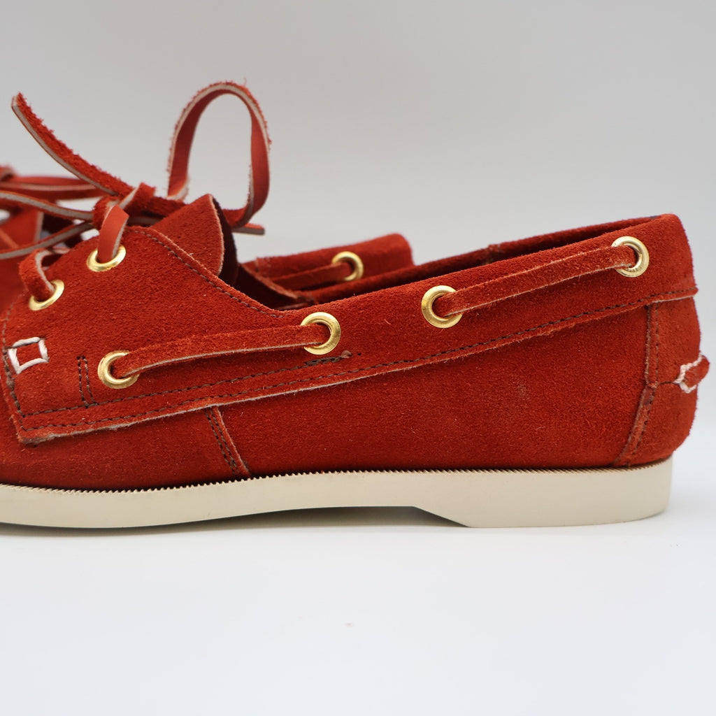Vintage Boat Shoes 7.5 M Rust Red Suede Leather Moccasin Deck Shoes Deadstock - take2supply