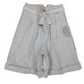 Lee Vintage 90s Pinstripe Pleated Shorts Womens 12 High Rise Cotton White Blue - take2supply