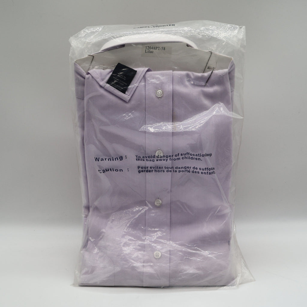 Daniel Hechter Shirt 15.5 34/35 Lilac Herringbone Non Iron Cotton New Packaged - take2supply