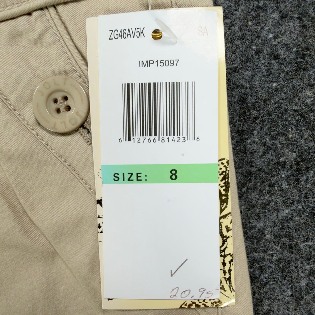 Jolt Y2K Knit Waist Bermuda Shorts Juniors 8 Khaki Cotton Stretch NWT - take2supply