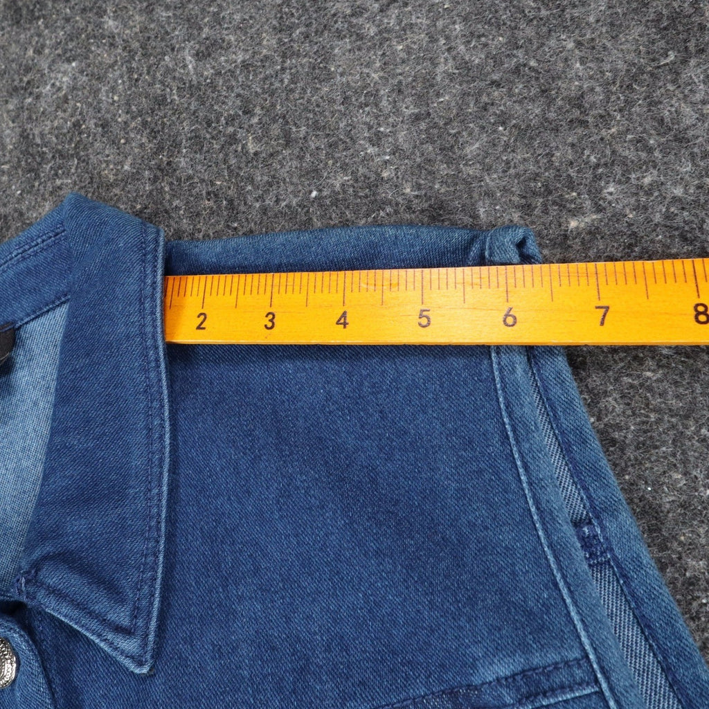 Links Denim Vest Womens XL Blue Stretch Button Front Sleeveless Jean Jacket NEW - take2supply