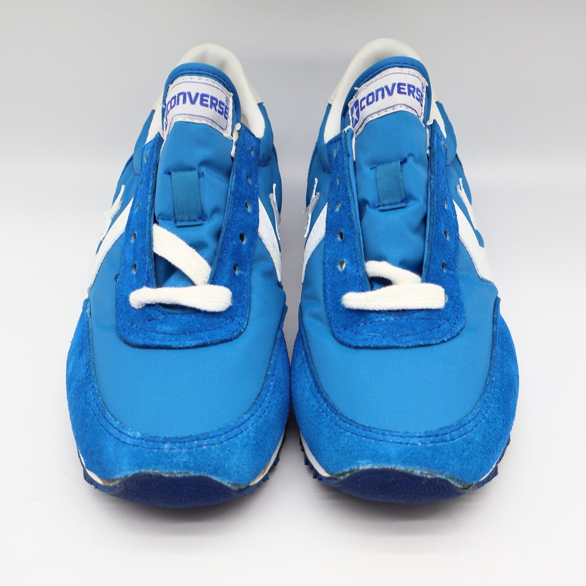 Converse Road Star Boys Size 3.5 Vintage 80s Blue White Nylon Suede Sneakers - take2supply