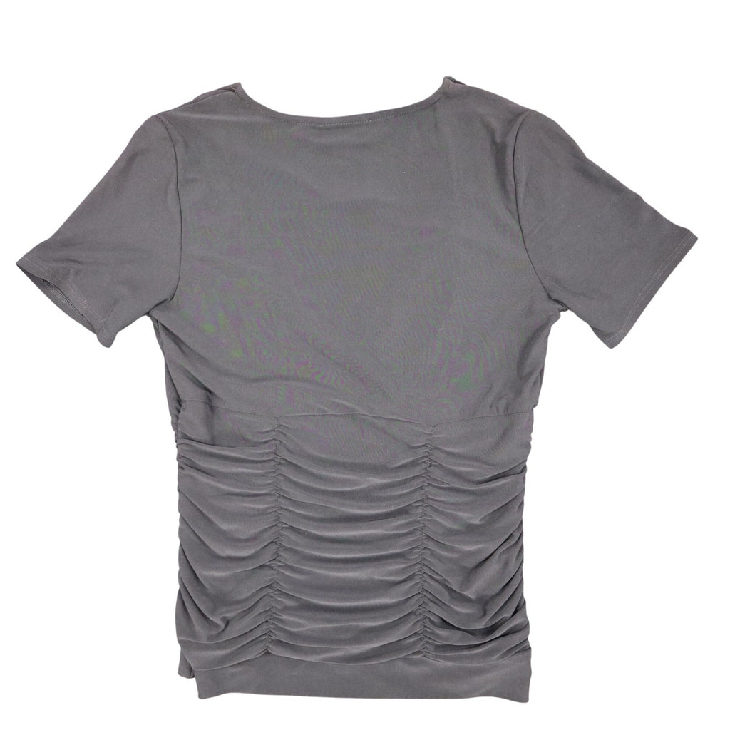 Zoe Ruched V-Neck Top Womens P/S Y2K Deadstock Gray Short Sleeve Canada C1212 - take2supply