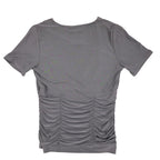 Zoe Ruched V-Neck Top Womens P/S Y2K Deadstock Gray Short Sleeve Canada C1212 - take2supply