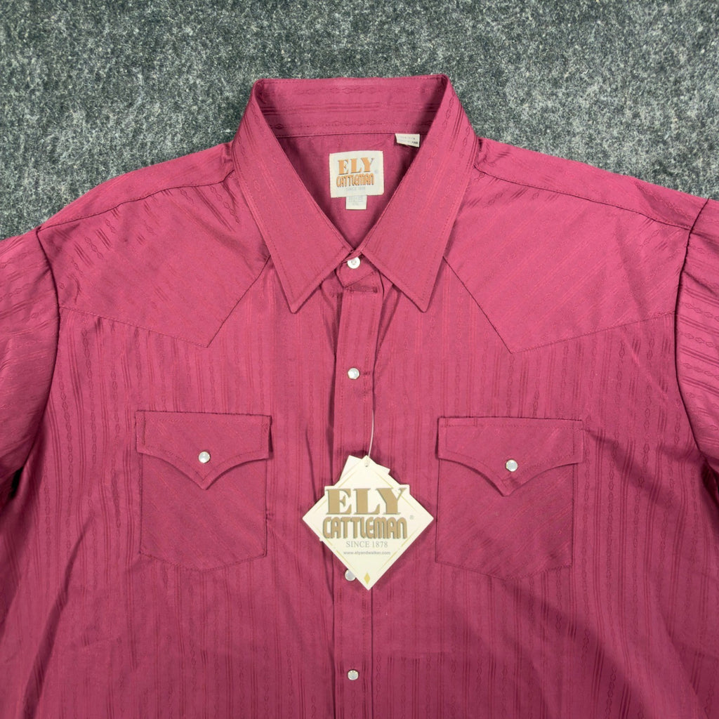 ELY CATTLEMAN Modern Western Shirt Mens XXL Burgundy Pearl Snap NWT - take2supply