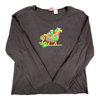Peanut Butter & Jelly Christmas Sleigh Top Womens L Black Cotton New - take2supply