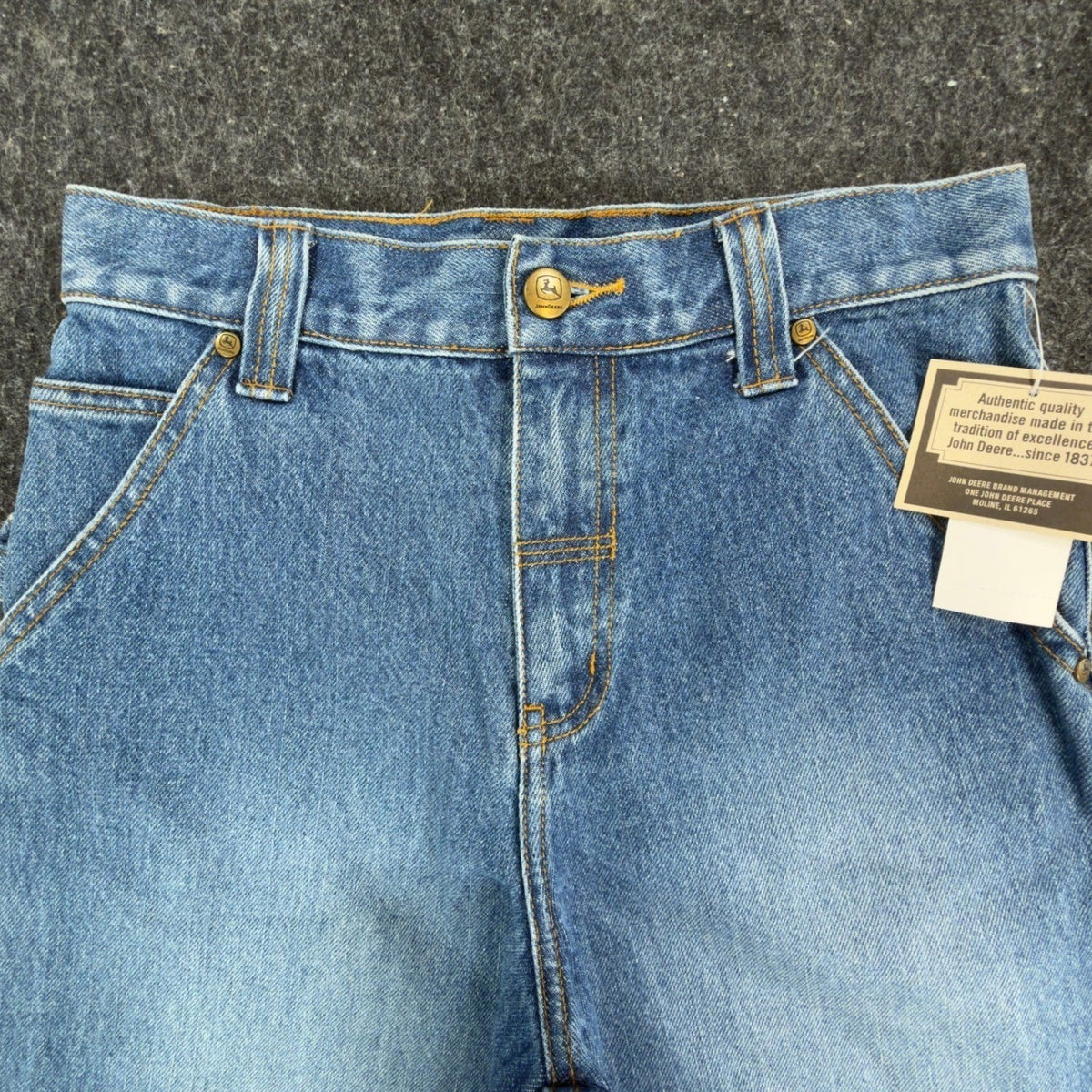 John Deere Y2K Carpenter Denim Shorts Boys 10 Blue Stone Wash NWT Deadstock - take2supply