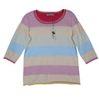 Variations Sweater Womens Large Multi Pastel Striped 3/4 Sleeve Cotton V1860 - take2supply