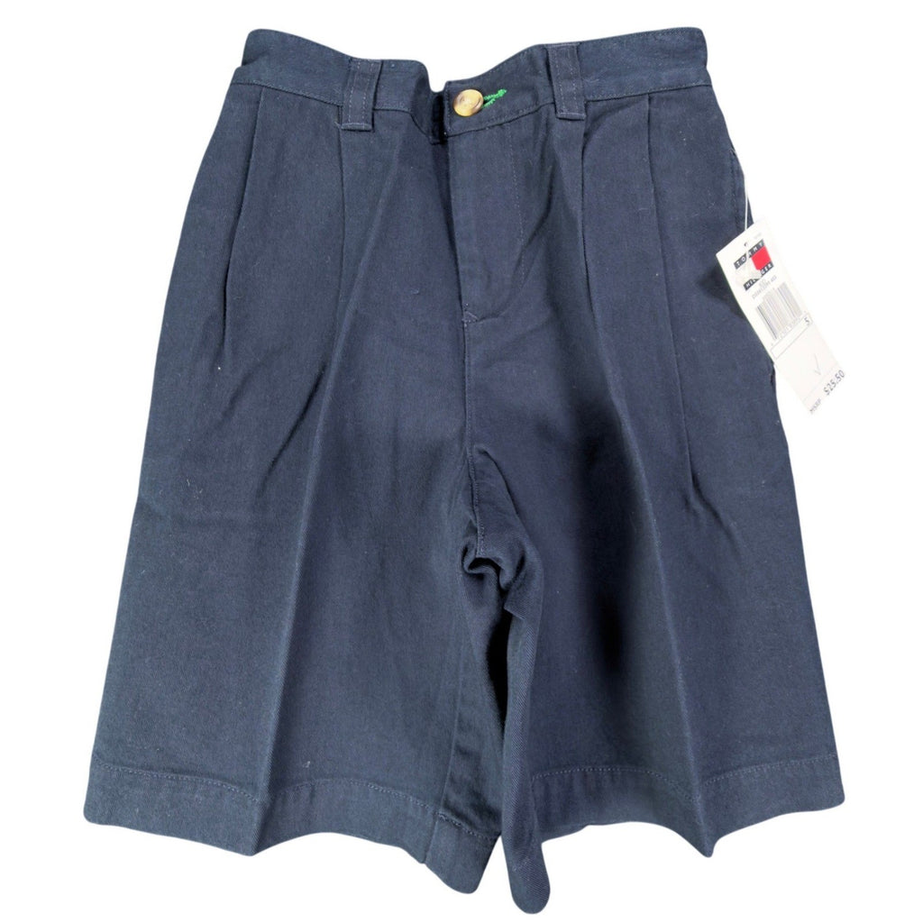 Tommy Hilfiger Y2K Pleated Chino Shorts Boys 5 Navy Blue Cotton NWT Deadstock - take2supply