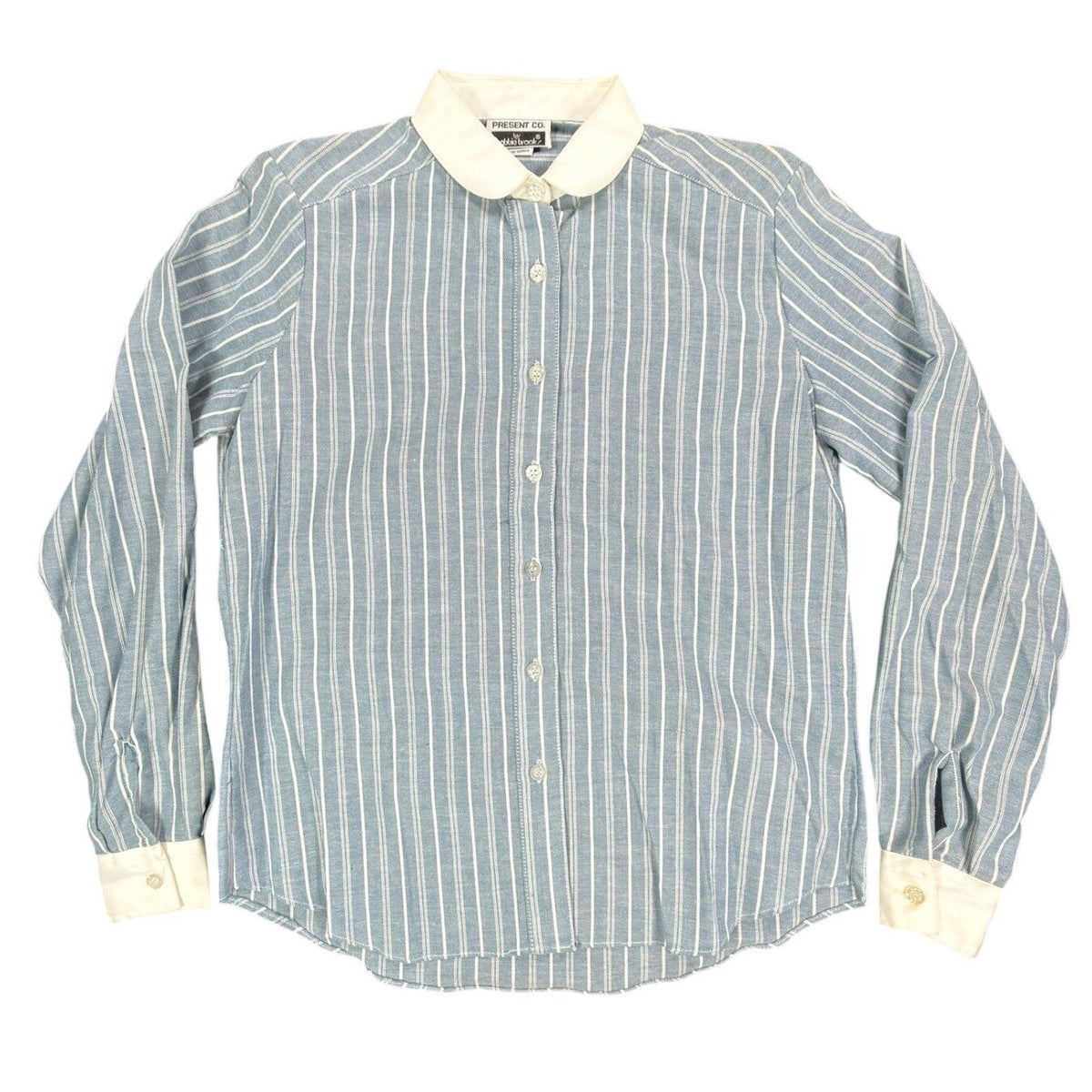Bobbie Brooks Vintage 80s Striped Blouse Womens 5/6 Blue Cotton Blend NWT - take2supply