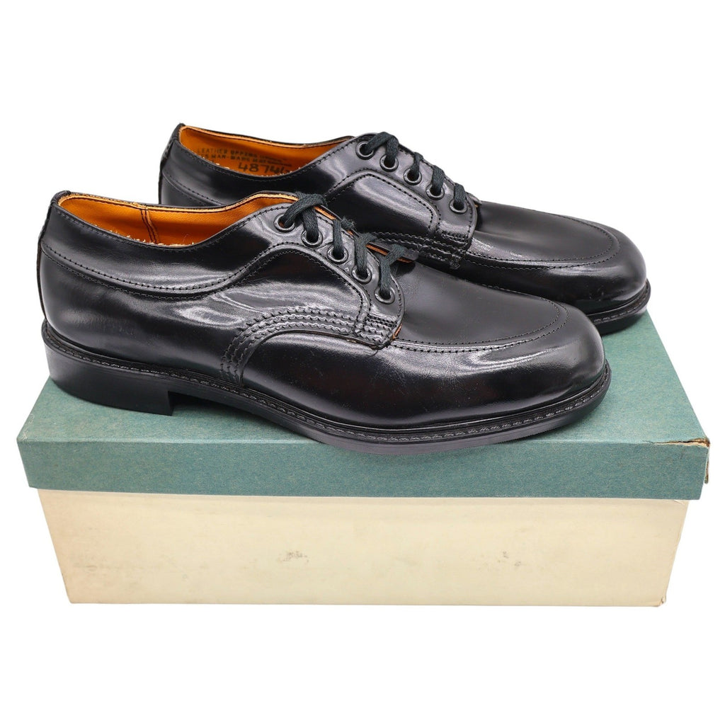 Walker Shoes Vintage Black Leather Oxford Shoes Mens 7.5 Deadstock Uniform Dress - take2supply