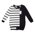 Lana Lee Sweater Womens M/L Black White Striped Colorblock Back Zip Knit Top - take2supply
