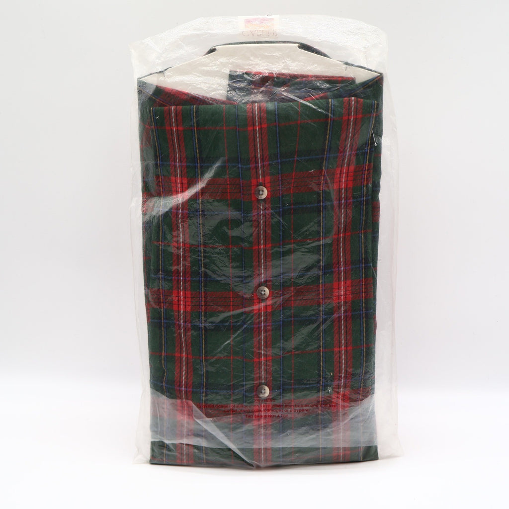 Career Club Shirt Mens Medium Green Red Tartan Plaid Cotton Blend New Packaged - take2supply