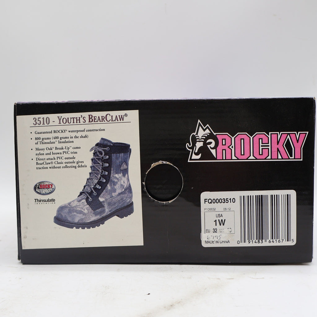 Rocky BearClaw Hunting Boots Youth 1W Camo Waterproof 800g Thinsulate FQ0003510 - take2supply