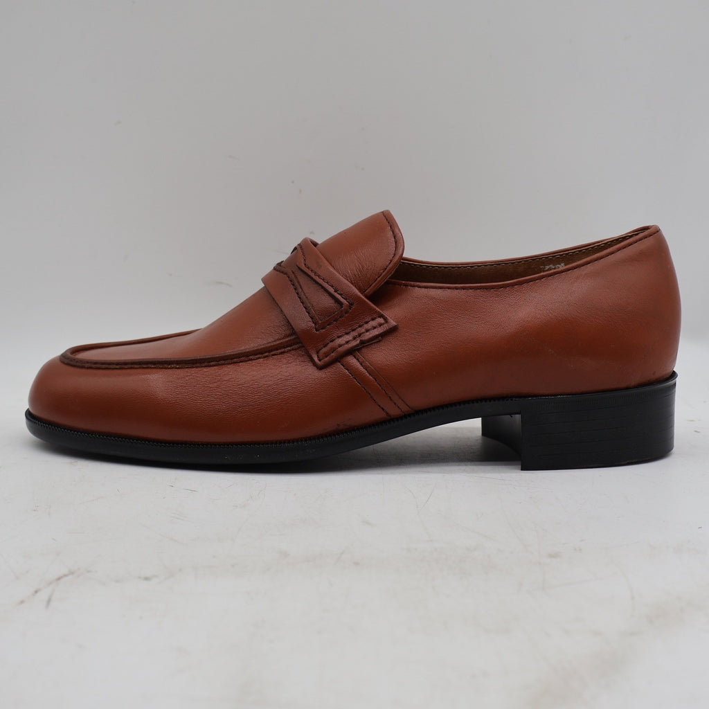 Barclay Penny Loafers Mens 8.5 D Vintage Brown Leather Moc Toe Made in USA - take2supply