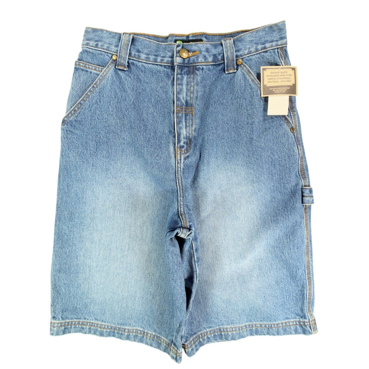 John Deere Carpenter Shorts Kids Size 16 Stone Wash Denim Blue Cotton NWT - take2supply