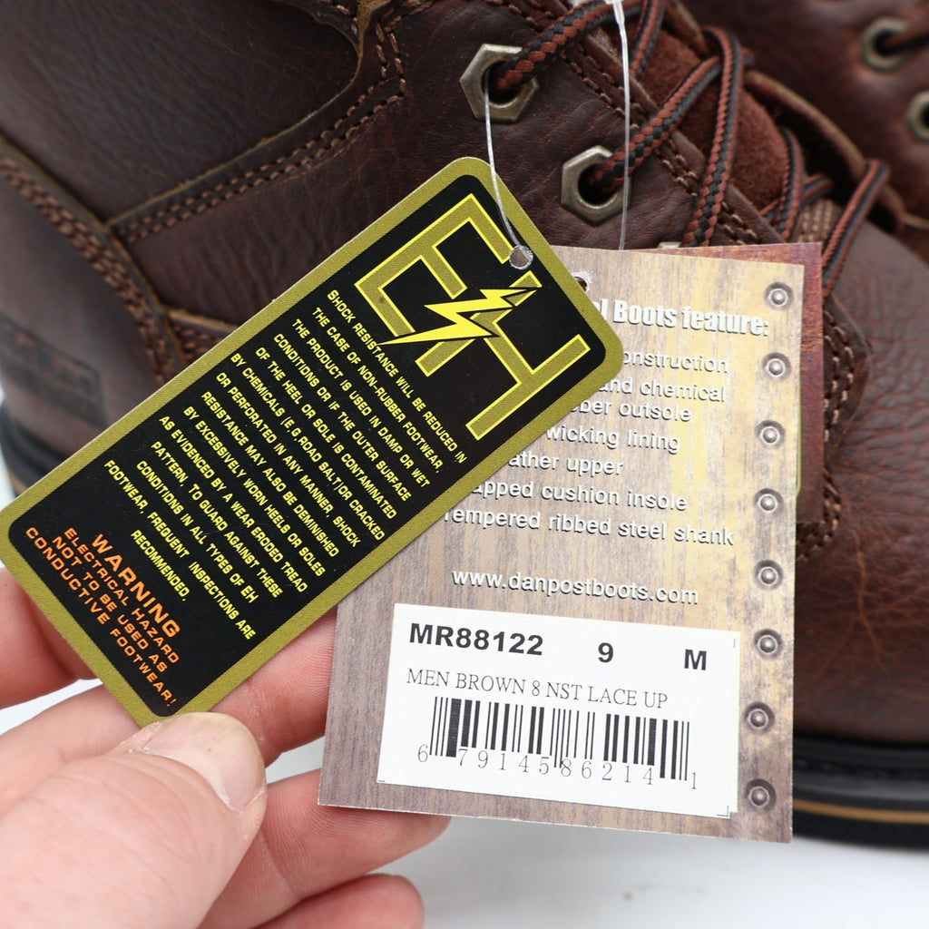 McRae Industrial Work Boots Mens 9 Brown Leather 8in NST Lace Up EH MR88122 - take2supply