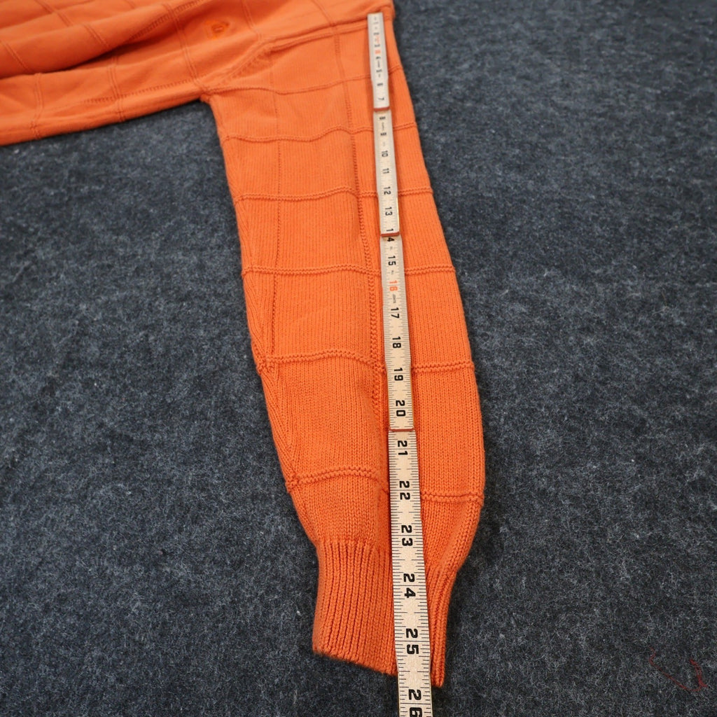 IZOD Sweater Mens Medium Orange 100% Cotton Crewneck Grid Texture Knit Classic - take2supply