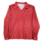 Nikki Blouse Womens 14 Vintage 90s Rust Red Paisley Polyester Button Up Shirt - take2supply