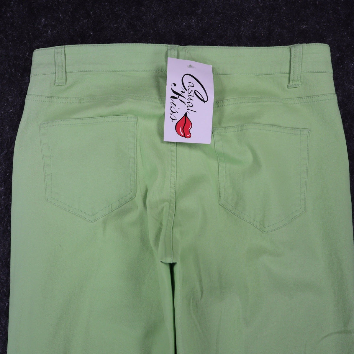 Casual Kiss Flare Pants Womens 10 L Lime Green Cotton Stretch Y2K Style C876 - take2supply