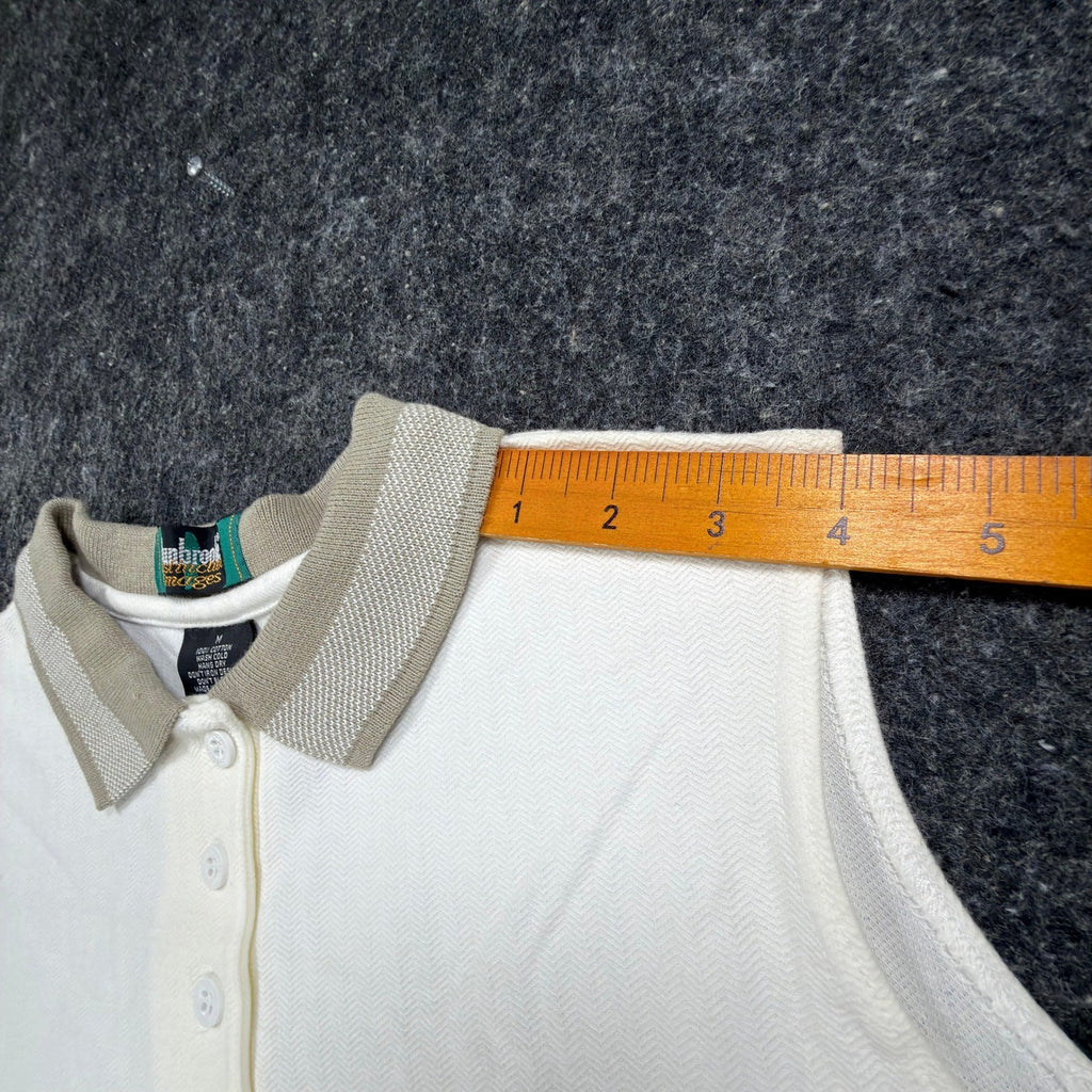 Dunbrooke Vintage Sleeveless Polo Shirt Women M Ivory Cotton New Made in USA - take2supply