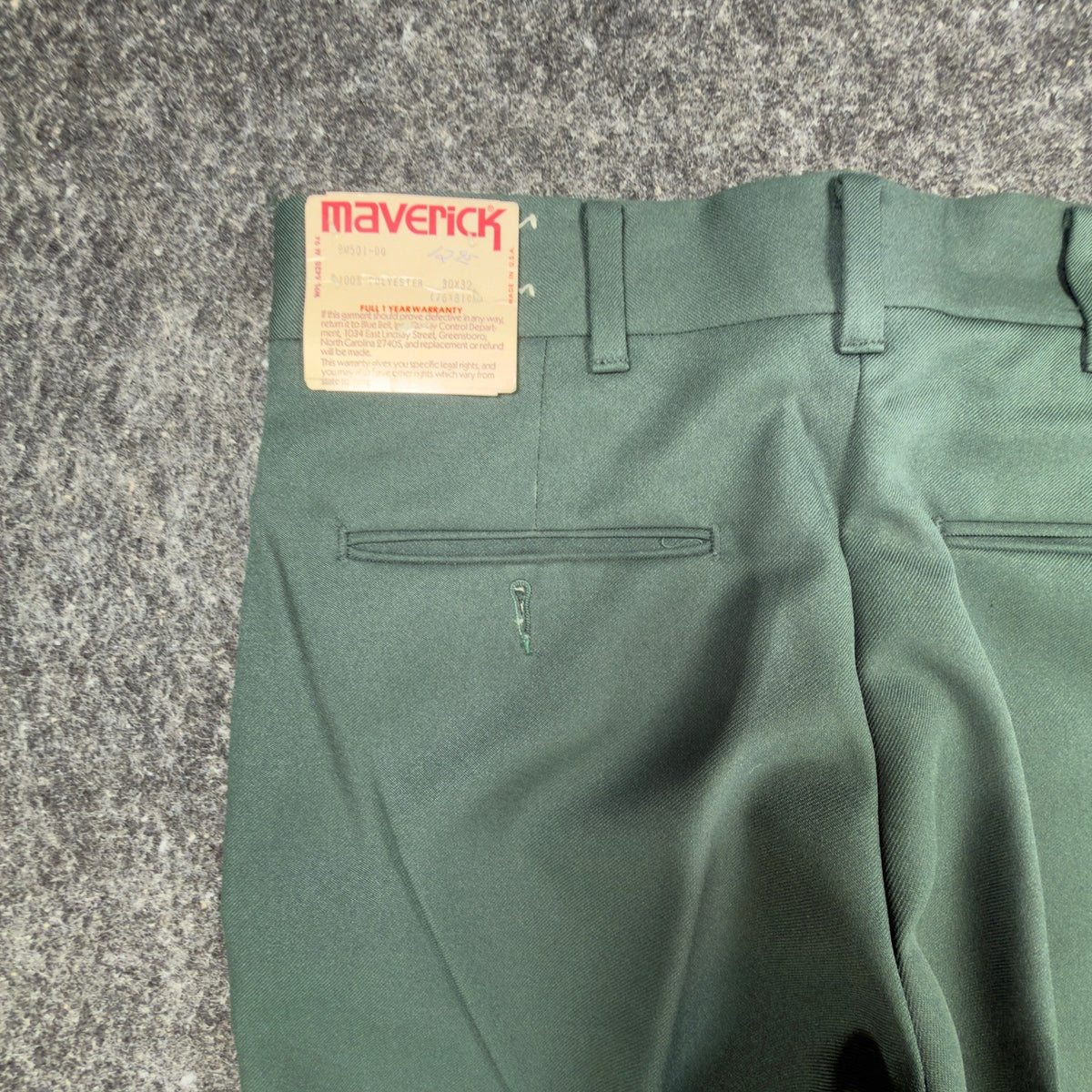 Maverick 70s Vintage Flare Trousers Mens 30x32 Green Polyester NWT Deadstock - take2supply