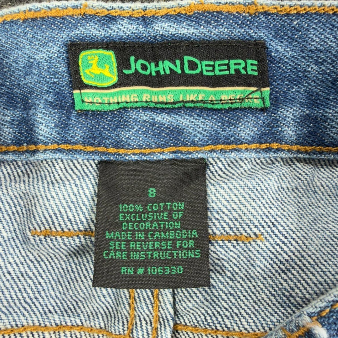 John Deere Y2K Carpenter Denim Shorts Boys 8 Stone Wash NWT Rugged Workwear - take2supply