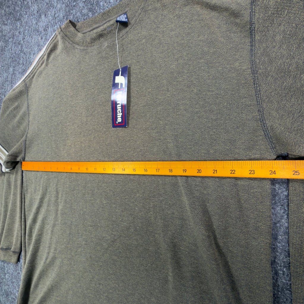 Ferruche Y2K Long Sleeve Shirt Mens XL Olive Green Striped Pullover NWT C417 - take2supply