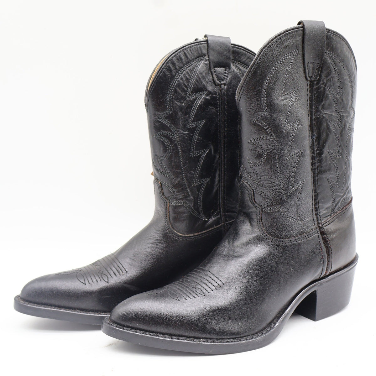 Laredo Western Boots Kids 3 Black Leather J-Toe Cowboy Boots 28-2210 New - take2supply