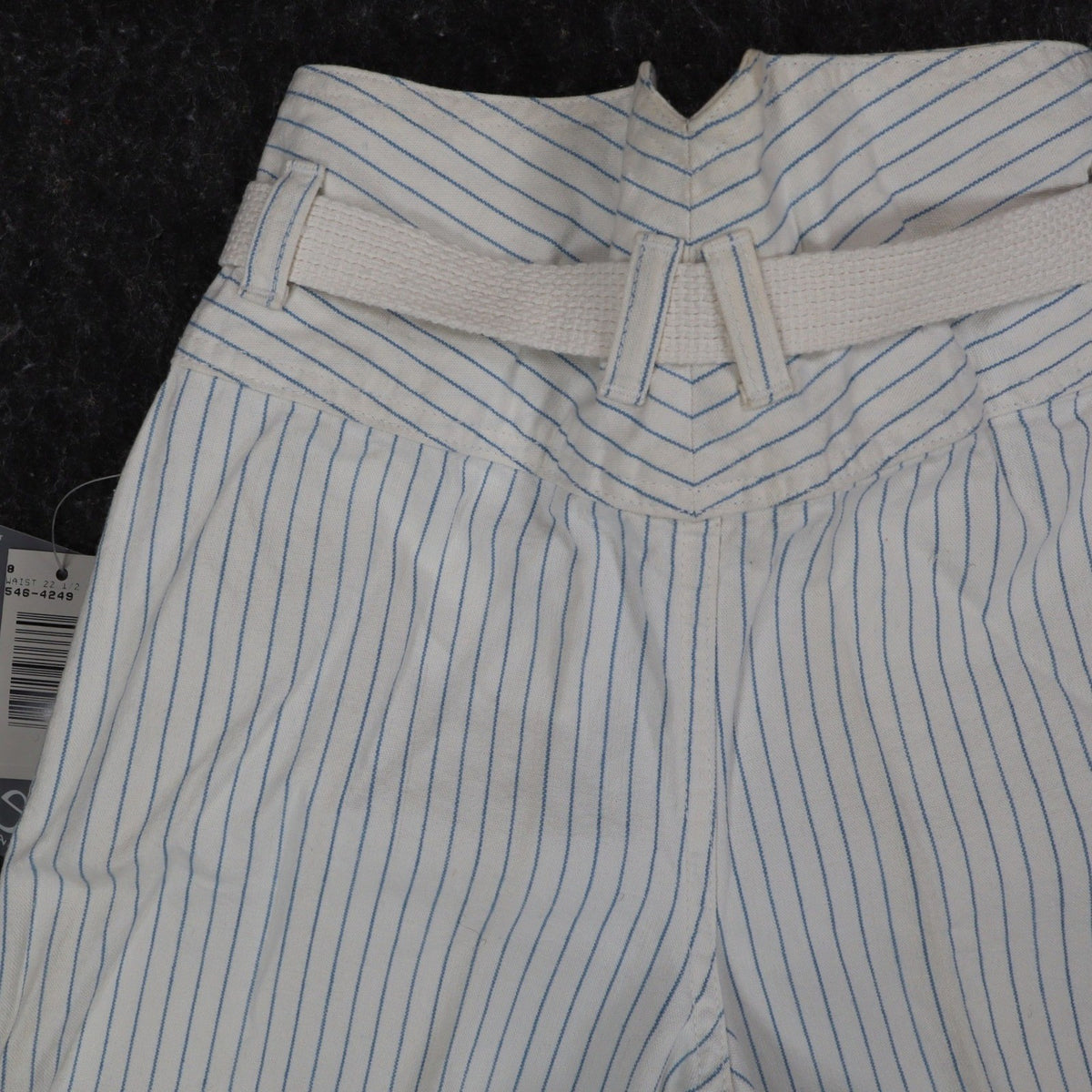 Lee Melbourne Skirt Shorts Girls 8 Vintage 90s White Blue Stripe Paperbag Waist - take2supply