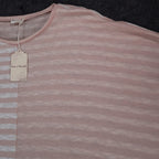 Hem & Thread Striped Knit Top Womens S/M Pink White Oversized Drop Shoulder NWT - take2supply
