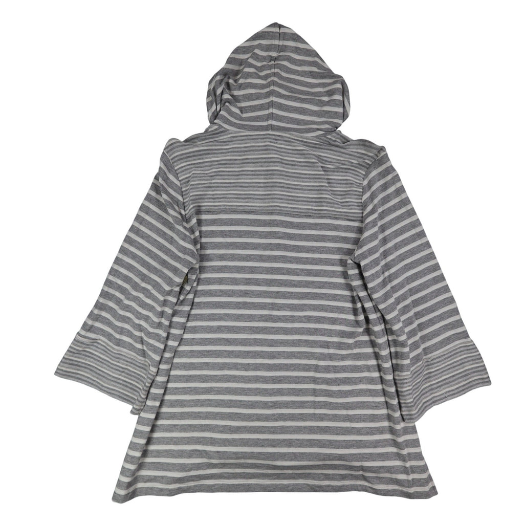 Erin London Womens M Gray White Striped Lace Up Hooded Tunic Top NWT - take2supply