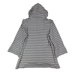 Erin London Womens M Gray White Striped Lace Up Hooded Tunic Top NWT - take2supply